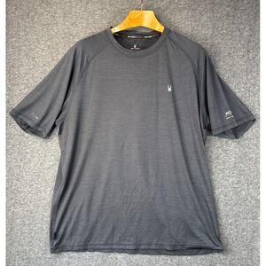 Spyder Swim Men Rash Guard XL Charcoal Grey UPF 30+ Short Sleeve Surf Beach Swim